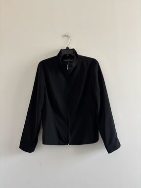 VTG Donatella Jacket Black Full Zip Mock Collar Womens 12 Minimalist 90s Casual